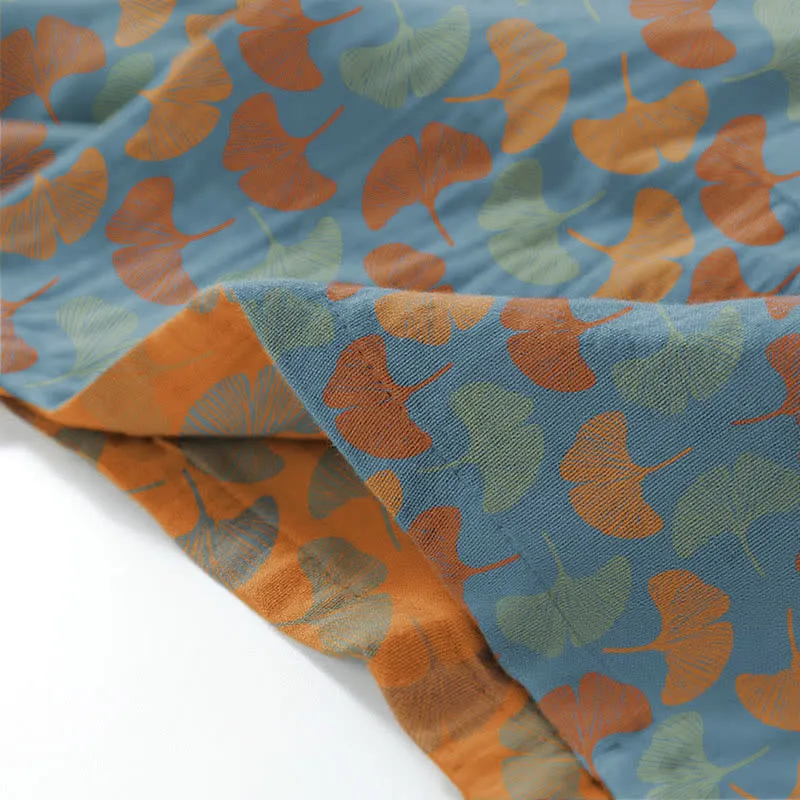 Ginkgoblatt-Kimono-Loungewear-Set aus Baumwolle