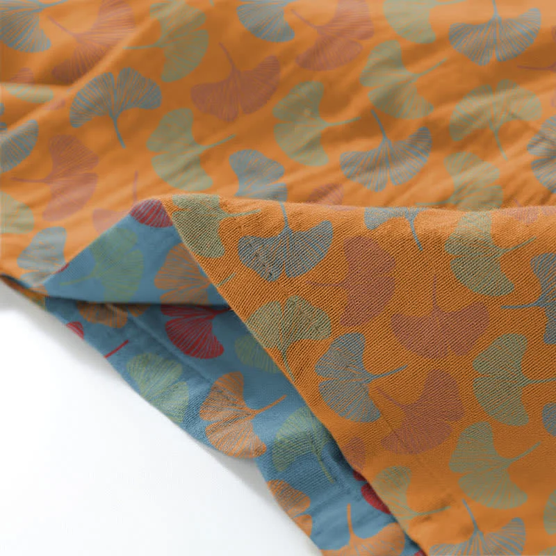 Ginkgoblatt-Kimono-Loungewear-Set aus Baumwolle