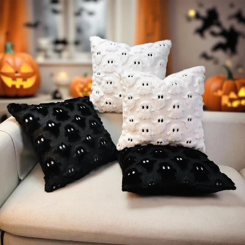Bestickte Kissenbezüge mit Halloween-Geist (2 Stück)