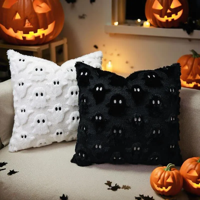 Bestickte Kissenbezüge mit Halloween-Geist (2 Stück)