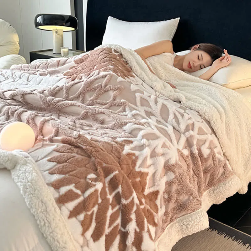 Sherpa-Decke mit floralem Muster