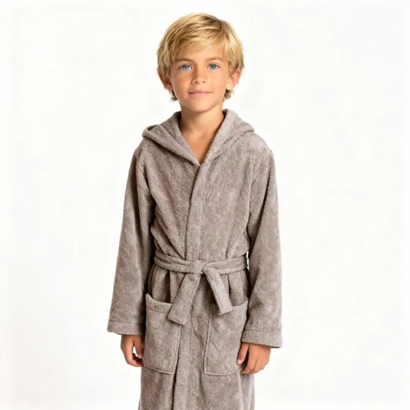 Kinderbademantel aus Baumwolle mit Kapuze