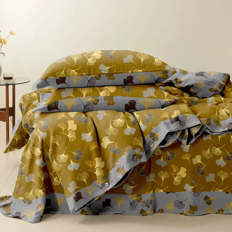 Ginkgo Biloba-Bettwäscheset aus Baumwolle (4-teilig)