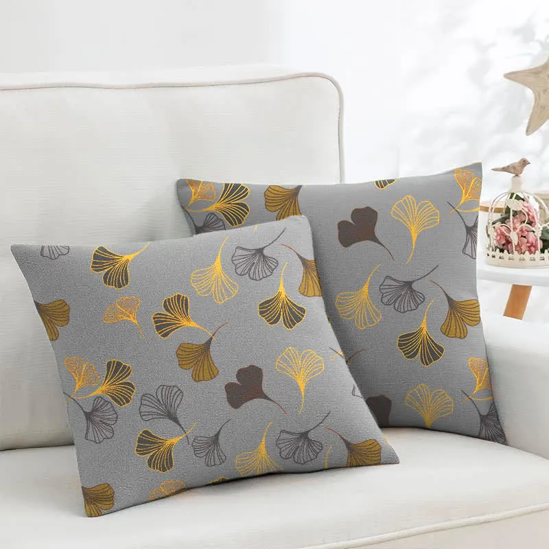 Quadratische Kissenbezüge aus Ginkgo-Biloba-Baumwolljacquard (2 Stück)
