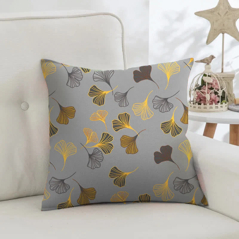 Quadratische Kissenbezüge aus Ginkgo-Biloba-Baumwolljacquard (2 Stück)