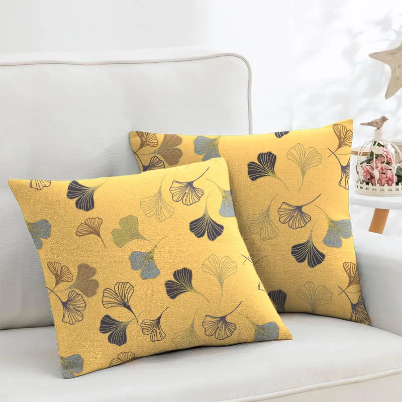 Quadratische Kissenbezüge aus Ginkgo-Biloba-Baumwolljacquard (2 Stück)