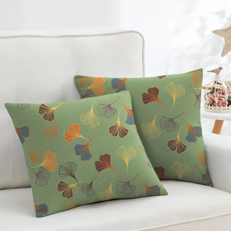 Quadratische Kissenbezüge aus Ginkgo-Biloba-Baumwolljacquard (2 Stück)