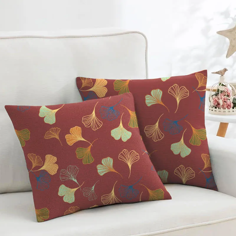 Quadratische Kissenbezüge aus Ginkgo-Biloba-Baumwolljacquard (2 Stück)