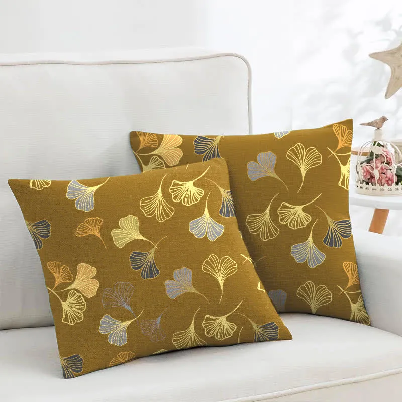 Quadratische Kissenbezüge aus Ginkgo-Biloba-Baumwolljacquard (2 Stück)