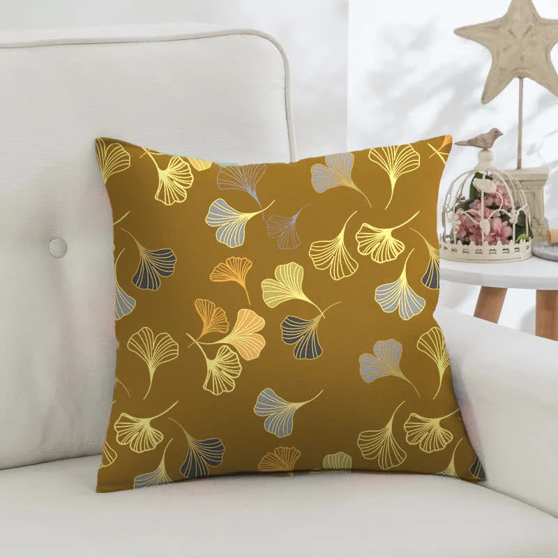 Quadratische Kissenbezüge aus Ginkgo-Biloba-Baumwolljacquard (2 Stück)