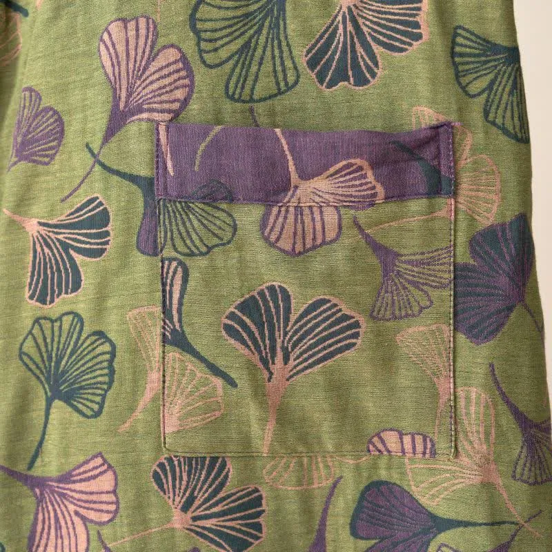 Kimono-Bademantel aus Ginkgo-Biloba-Baumwolle