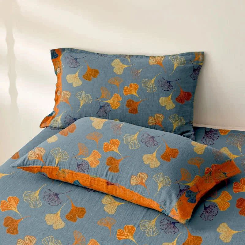 Tagesdecke aus Baumwollgaze-Jacquard „Ginkgo Biloba“