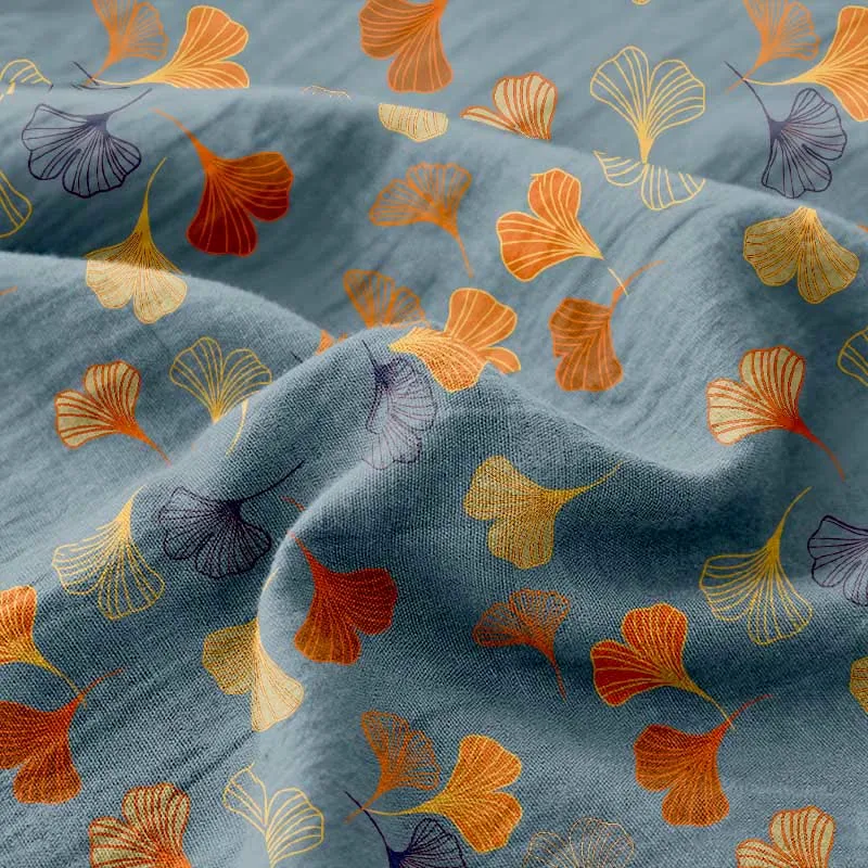 Tagesdecke aus Baumwollgaze-Jacquard „Ginkgo Biloba“