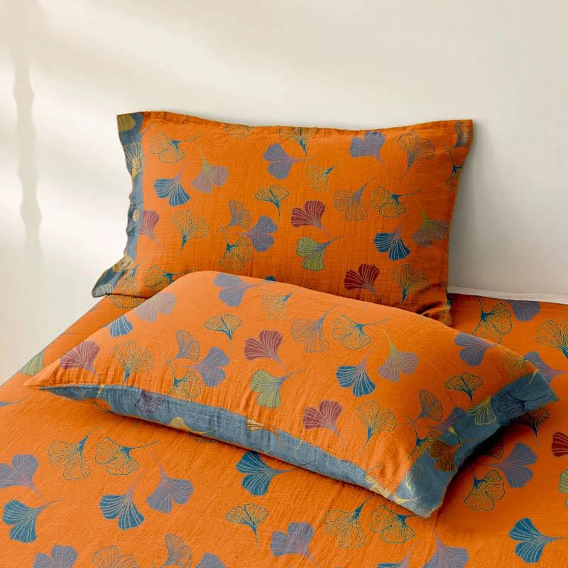 Tagesdecke aus Baumwollgaze-Jacquard „Ginkgo Biloba“