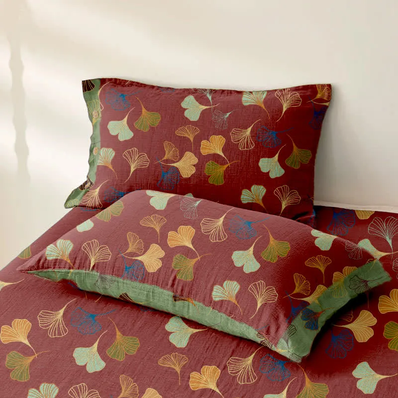 Tagesdecke aus Baumwollgaze-Jacquard „Ginkgo Biloba“
