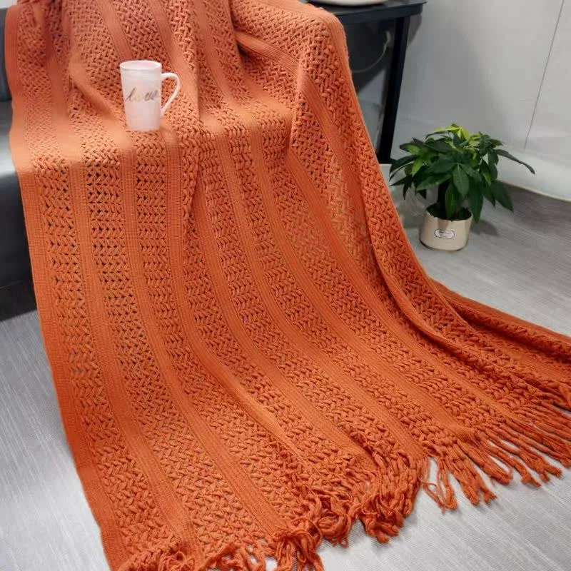 Ownkoti Einfarbige, geometrische Zopfstrickdecke