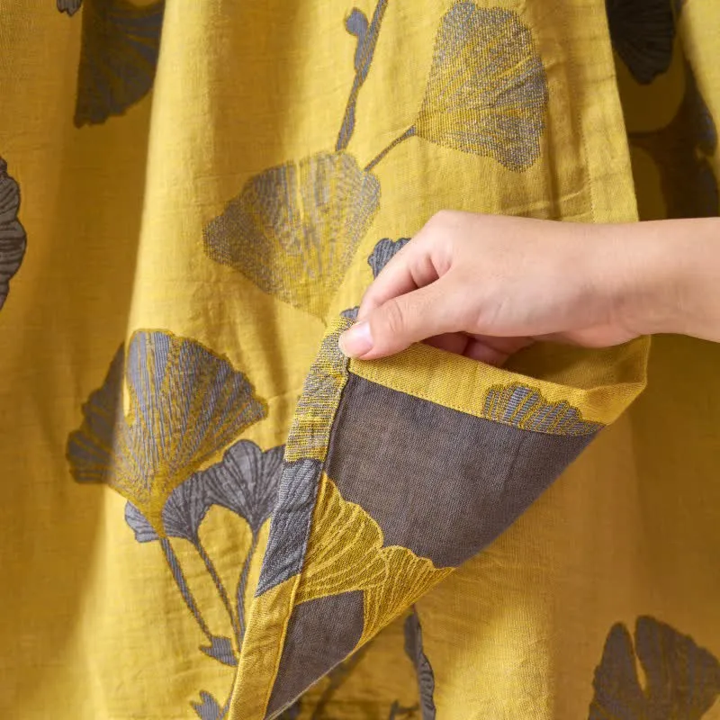 Ginkgoblatt Hanfu-inspiriertes Baumwoll-Nachthemd