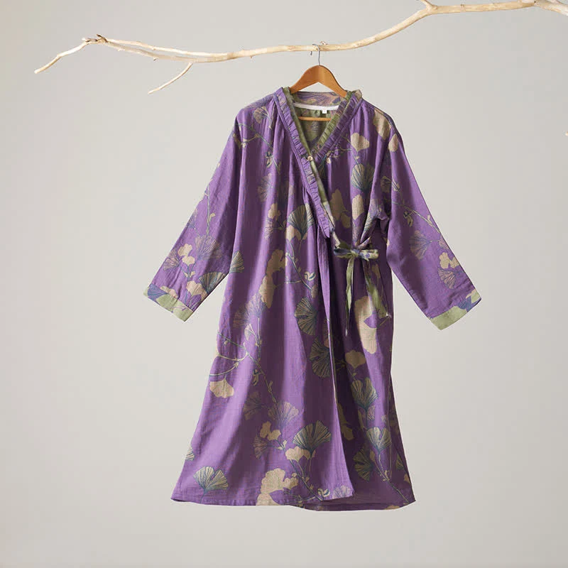 Ginkgoblatt Hanfu-inspiriertes Baumwoll-Nachthemd