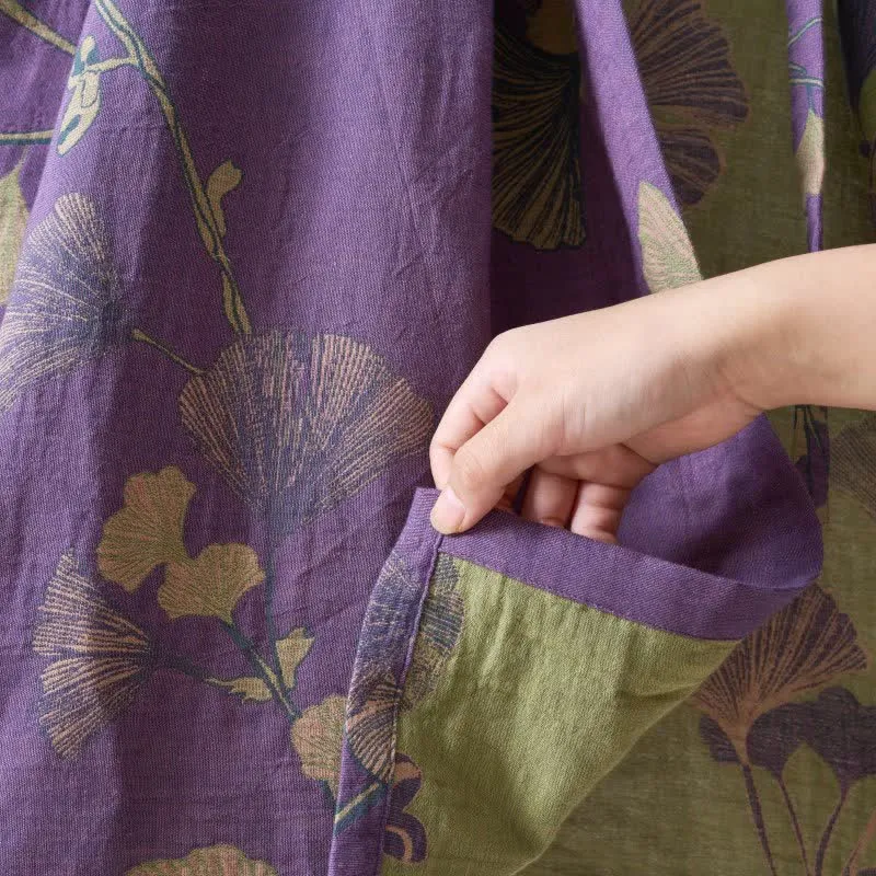 Ginkgoblatt Hanfu-inspiriertes Baumwoll-Nachthemd