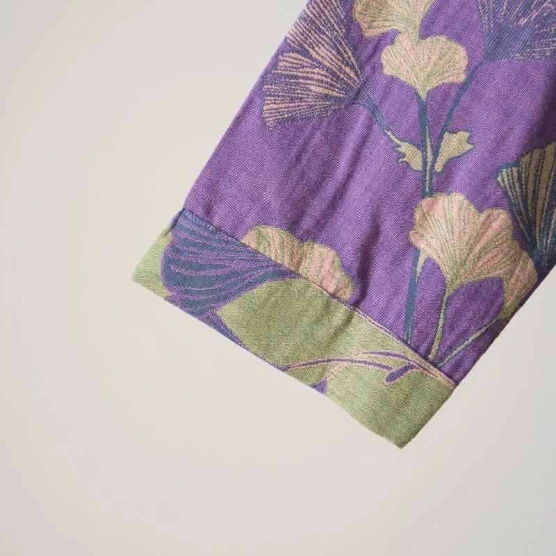 Ginkgoblatt Hanfu-inspiriertes Baumwoll-Nachthemd