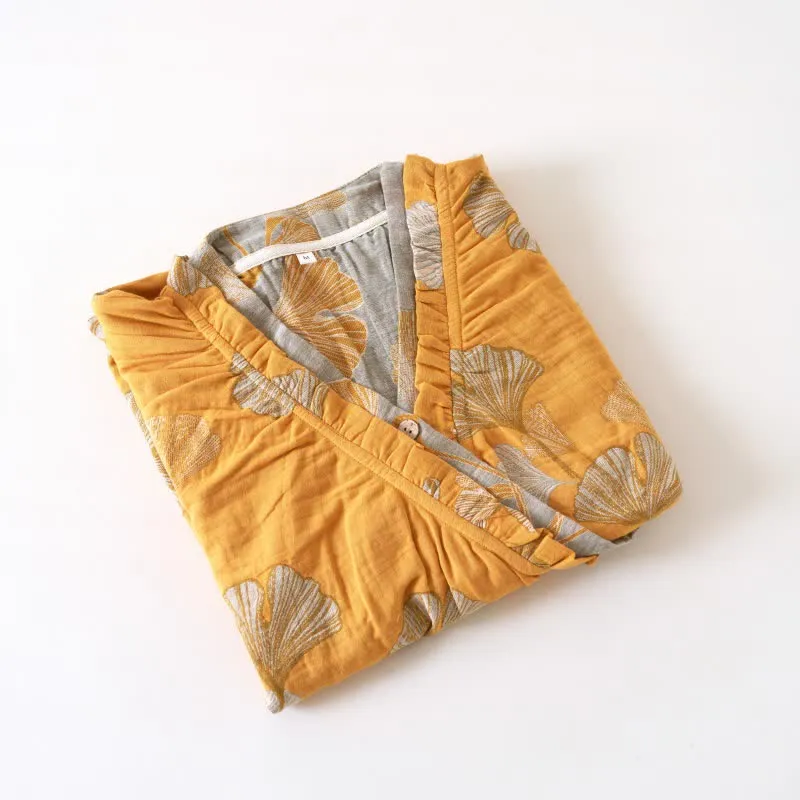 Ginkgoblatt Hanfu-inspiriertes Baumwoll-Nachthemd