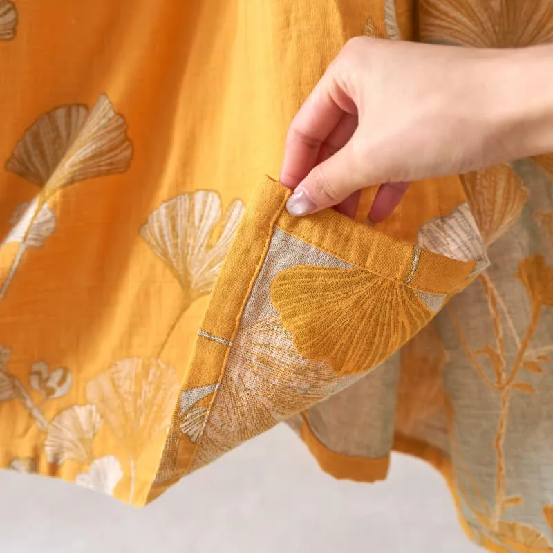 Ginkgoblatt Hanfu-inspiriertes Baumwoll-Nachthemd