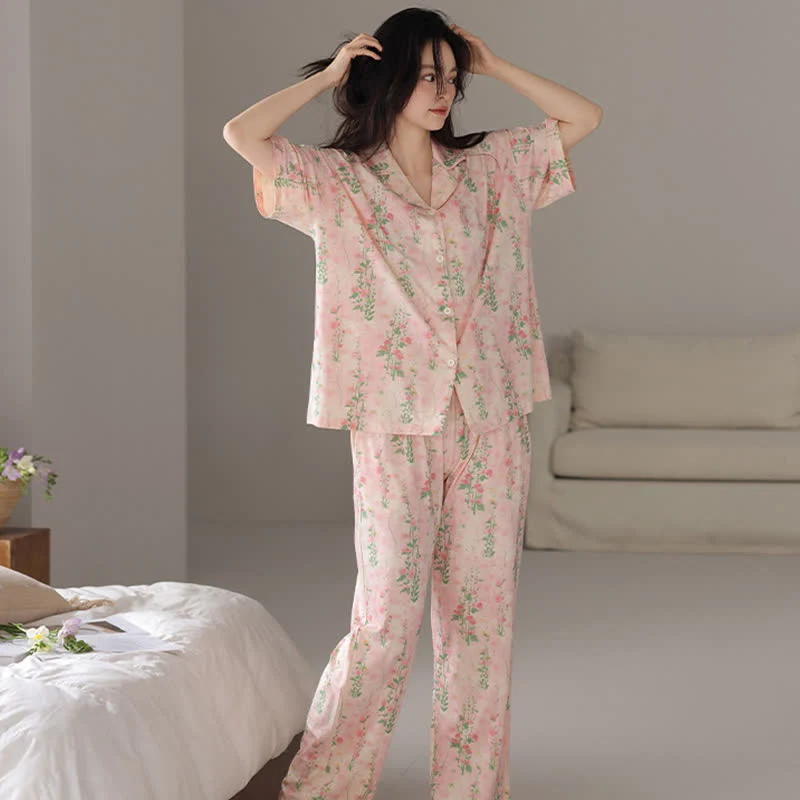 Ländliches Sommer-Loungewear-Set mit Blumenmuster