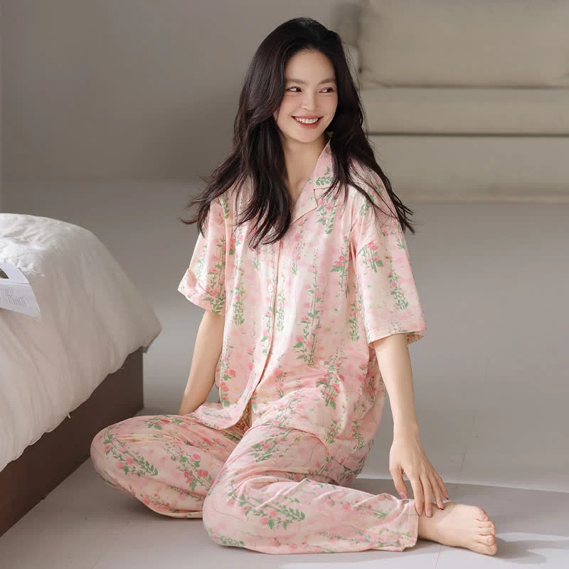 Ländliches Sommer-Loungewear-Set mit Blumenmuster