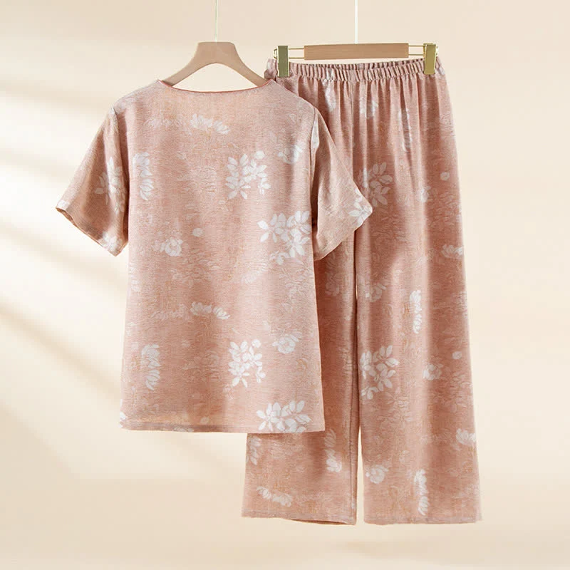 Garngefärbte Loungewear aus Vintage-Jacquard aus Baumwolle mit Perlenknöpfen