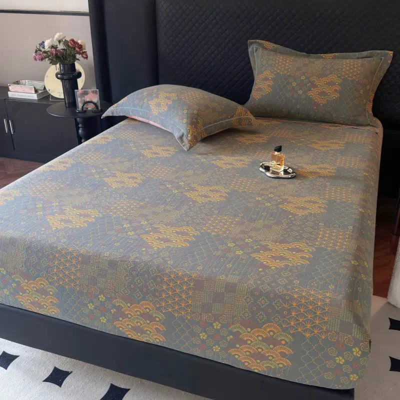 Spannbettlaken aus Baumwolle mit Retro-Fan-Muster