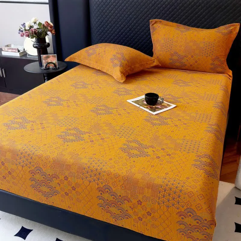 Spannbettlaken aus Baumwolle mit Retro-Fan-Muster