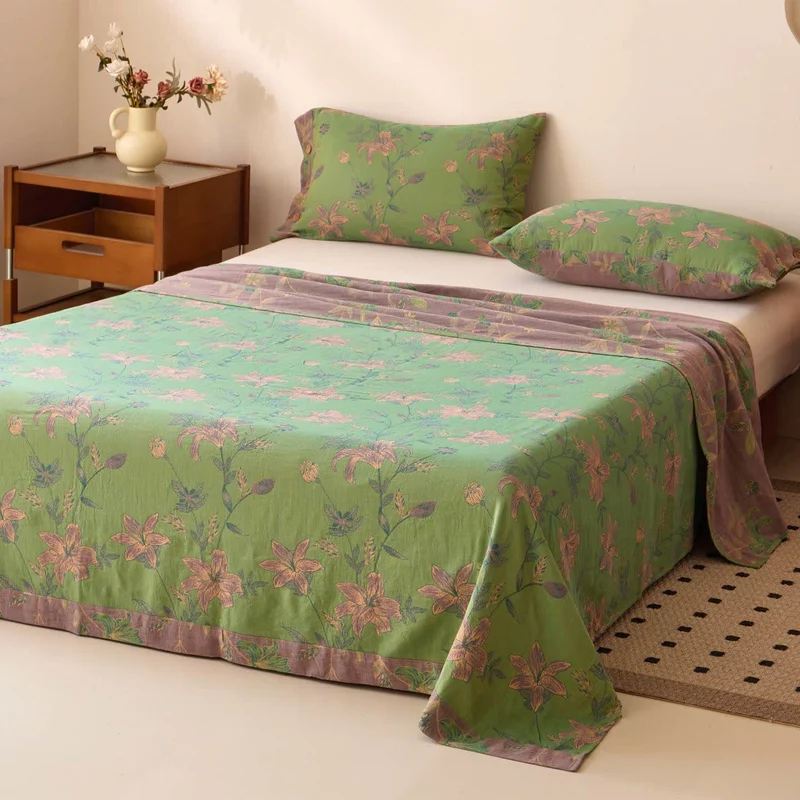 Tagesdecke „Lily“ aus Baumwollgaze im Jacquard-Stil