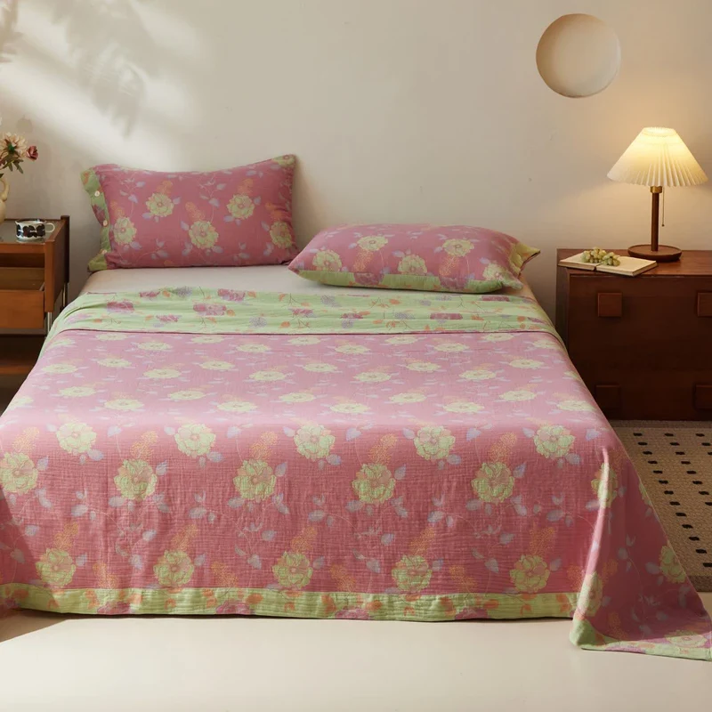 Elegante Tagesdecke aus Baumwollgaze mit Blumenmuster