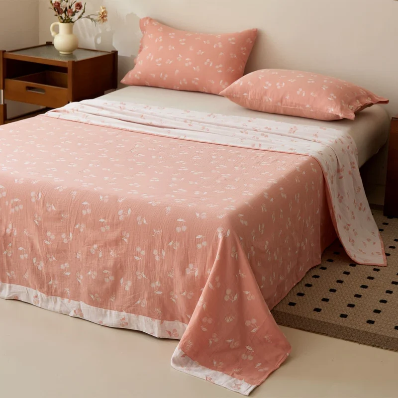 Tagesdecke aus Baumwollgaze im Kirsch-Jacquard-Stil