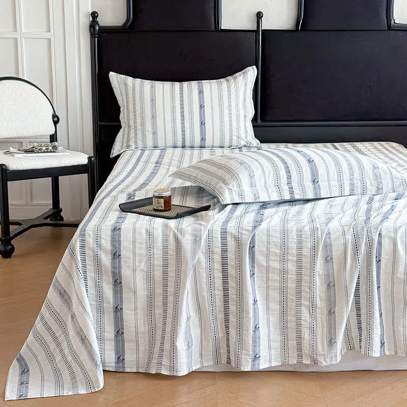 Gestreifte Jacquard-Tagesdecke aus reiner Baumwolle