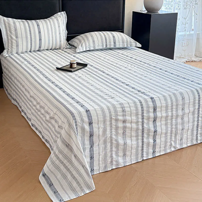 Gestreifte Jacquard-Tagesdecke aus reiner Baumwolle