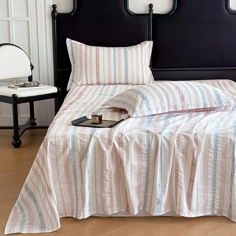 Gestreifte Jacquard-Tagesdecke aus reiner Baumwolle