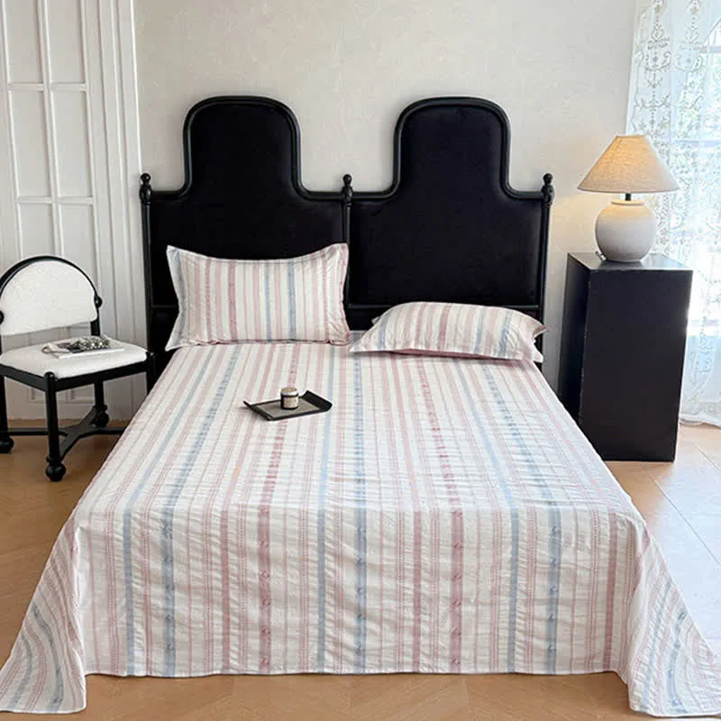 Gestreifte Jacquard-Tagesdecke aus reiner Baumwolle