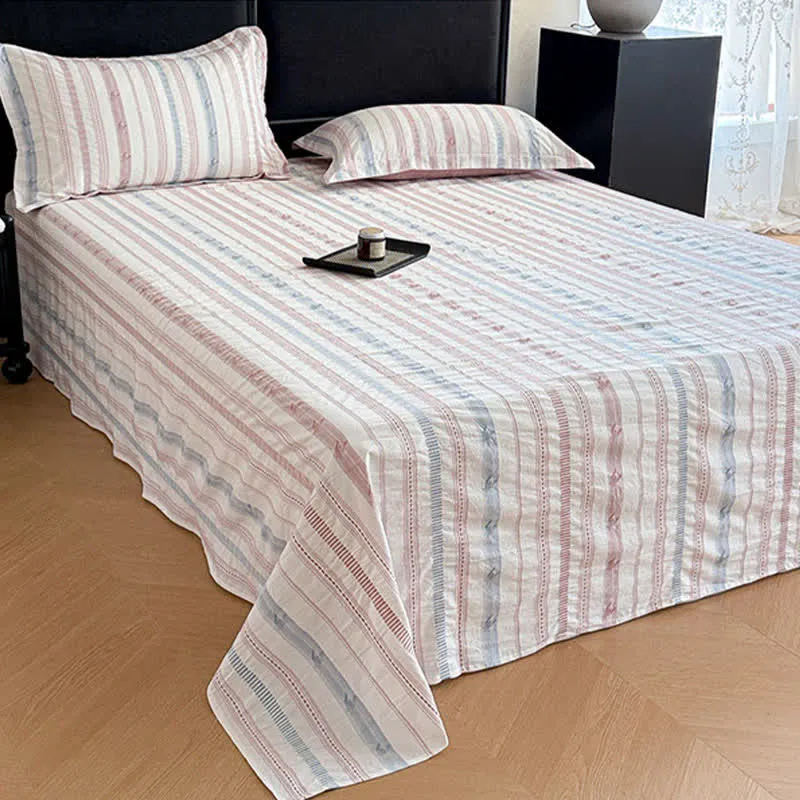 Gestreifte Jacquard-Tagesdecke aus reiner Baumwolle