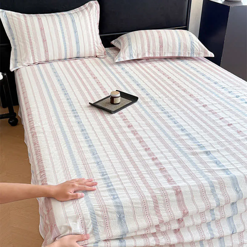 Gestreifte Jacquard-Tagesdecke aus reiner Baumwolle