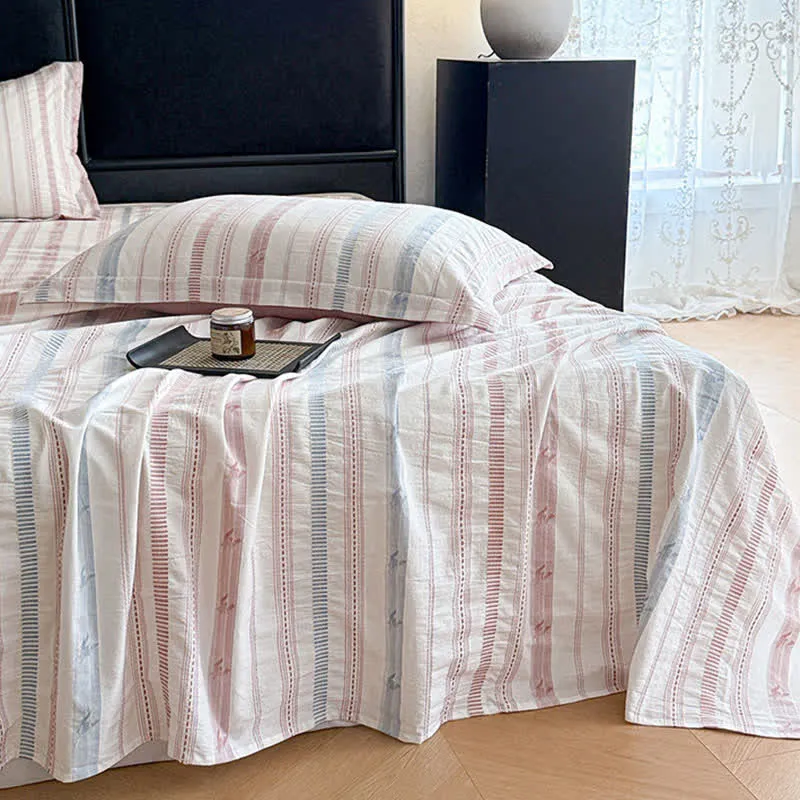 Gestreifte Jacquard-Tagesdecke aus reiner Baumwolle