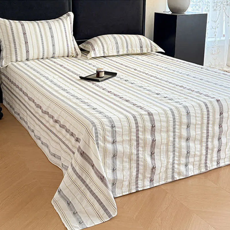 Gestreifte Jacquard-Tagesdecke aus reiner Baumwolle