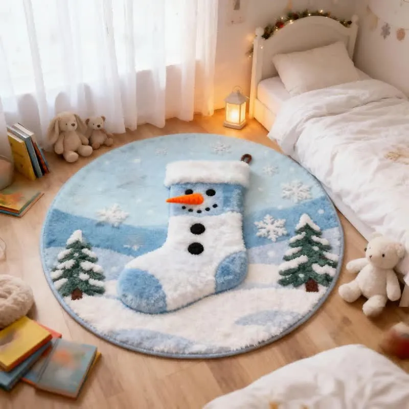 Ownkoti Kreativer Weihnachtsstrumpf-Teppich mit 3D-Effekt