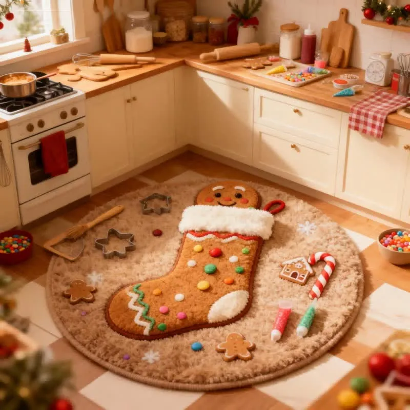 Ownkoti Kreativer Weihnachtsstrumpf-Teppich mit 3D-Effekt