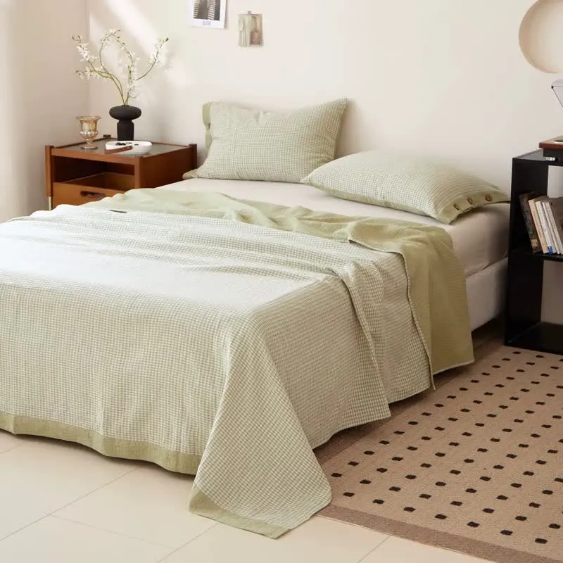 Tagesdecke aus kariertem Doppelgaze-Jacquard aus Baumwolle