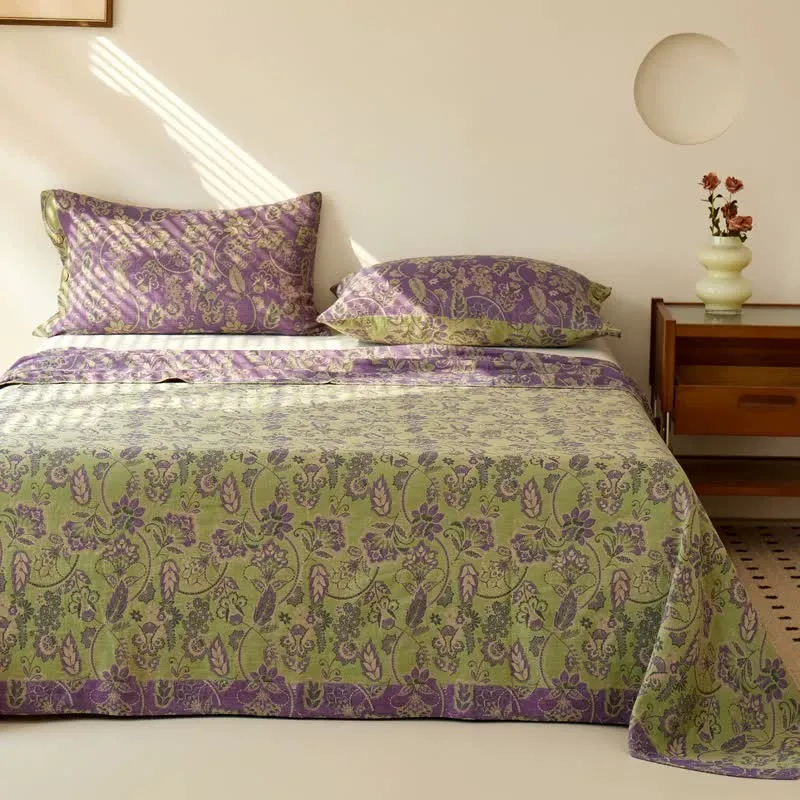 Tagesdecke aus Baumwollgaze-Jacquard mit abstraktem Blumenmuster