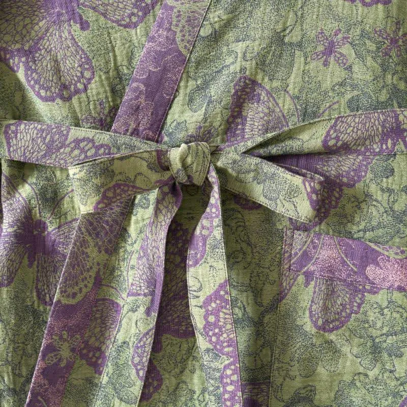 Traumhafter Kimono-Bademantel aus Baumwollgaze mit Schmetterlingsmotiv