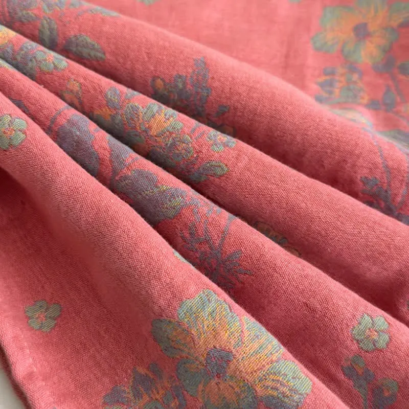 Orientalischer Pyjama aus Baumwollgaze mit rosa Pfingstrosenmuster