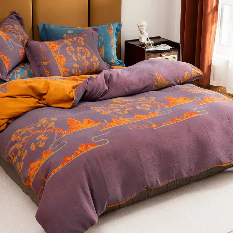 Wendebettwäscheset aus Jacquard-Baumwolle im Querformat (4-teilig)