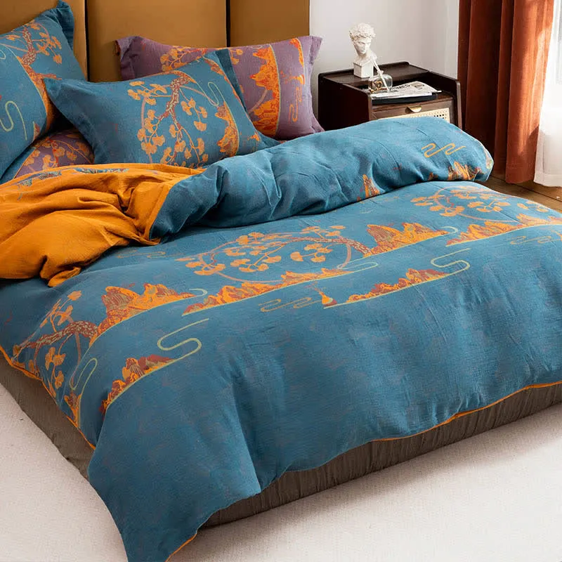 Wendebettwäscheset aus Jacquard-Baumwolle im Querformat (4-teilig)